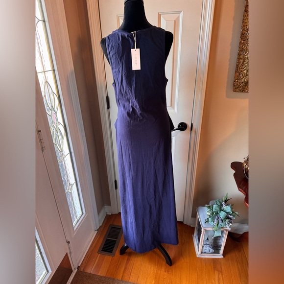 L*Space x Anthropologie Midnight Blue Tie Waist Maxi Dress size medium NWT - Picture 8 of 16